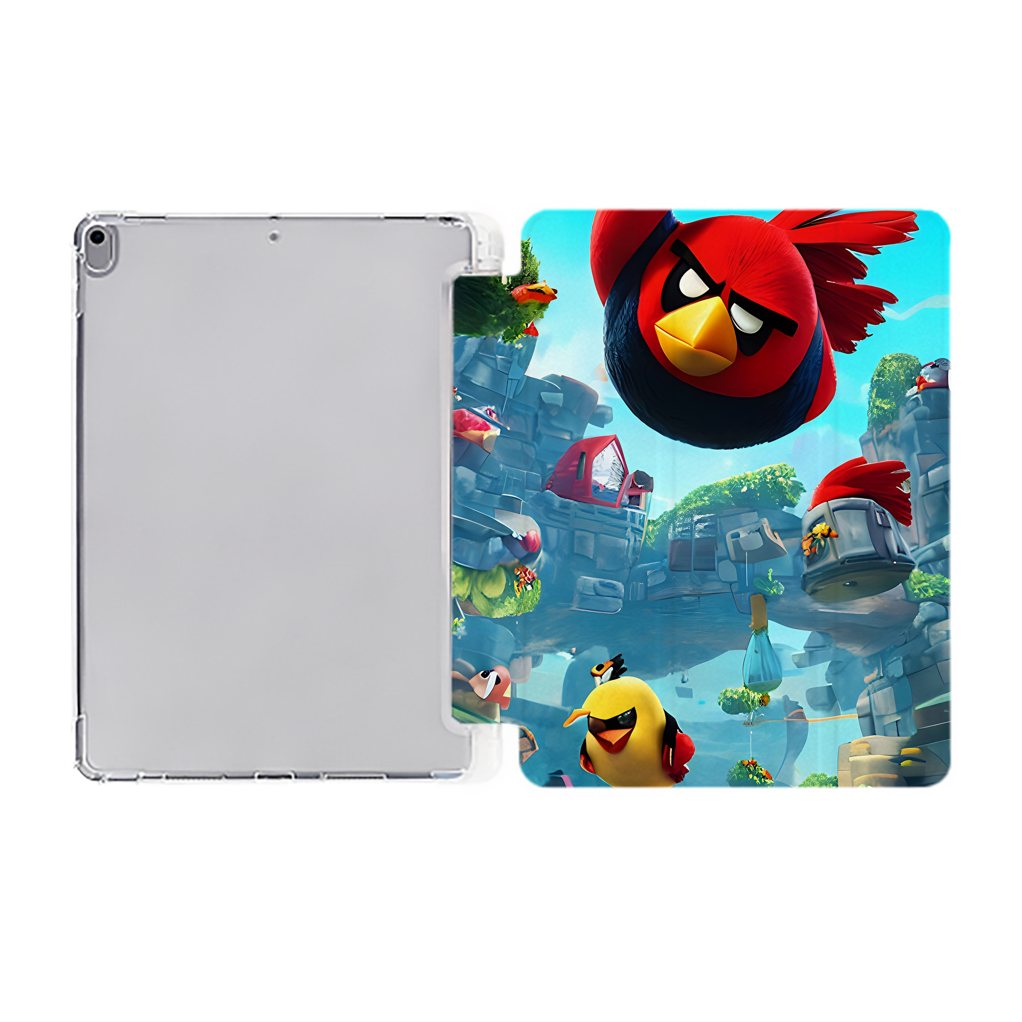 （画像用） Angry Birds アングリーバード IPad ケース ペン収納付き 三つ折りスタンド PUレザー×シリコン 対応機種9.5/10.5/10.9インチ